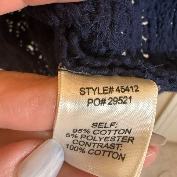 New Skies are Blue Crochet Flutter Sleeve Top Women’s XS Navy Ruffles - Picture 5 of 6